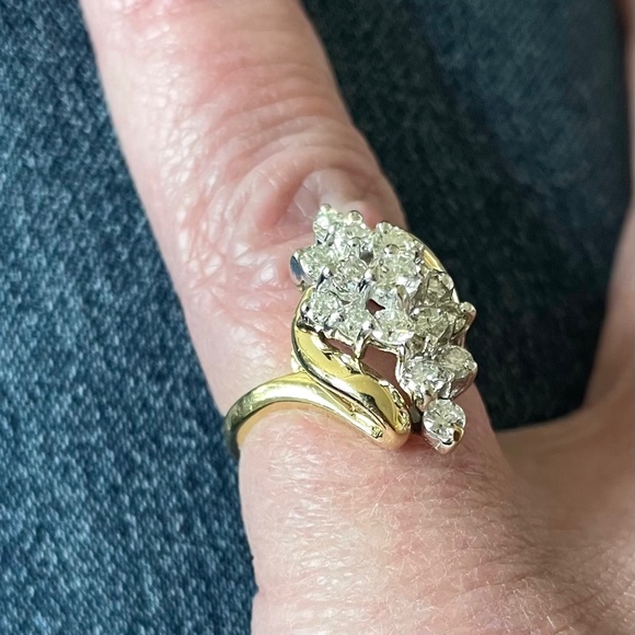 14k gold diamond ring pave diamond stones
